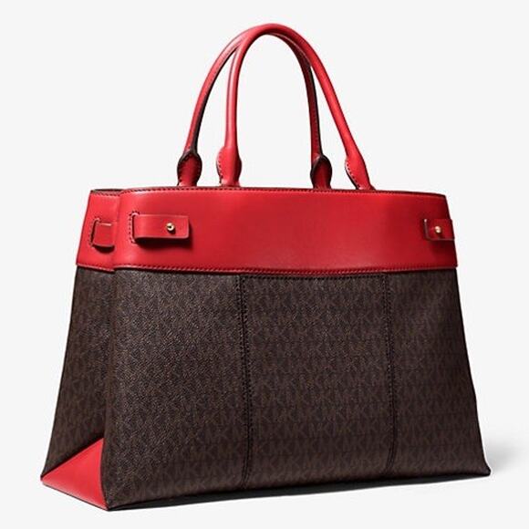 MICHAEL Michael Kors Gramercy Large Logo Satchel in Brown/Brandy Excellent - Picture 2 of 16